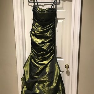 Dalia metallic green evening gown and jacket